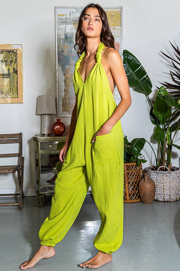 LILAC R5332 Solid Gauze Halter Jumpsuit for wholesale on Faire11