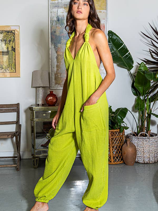 LILAC R5332 Solid Gauze Halter Jumpsuit for wholesale on Faire11