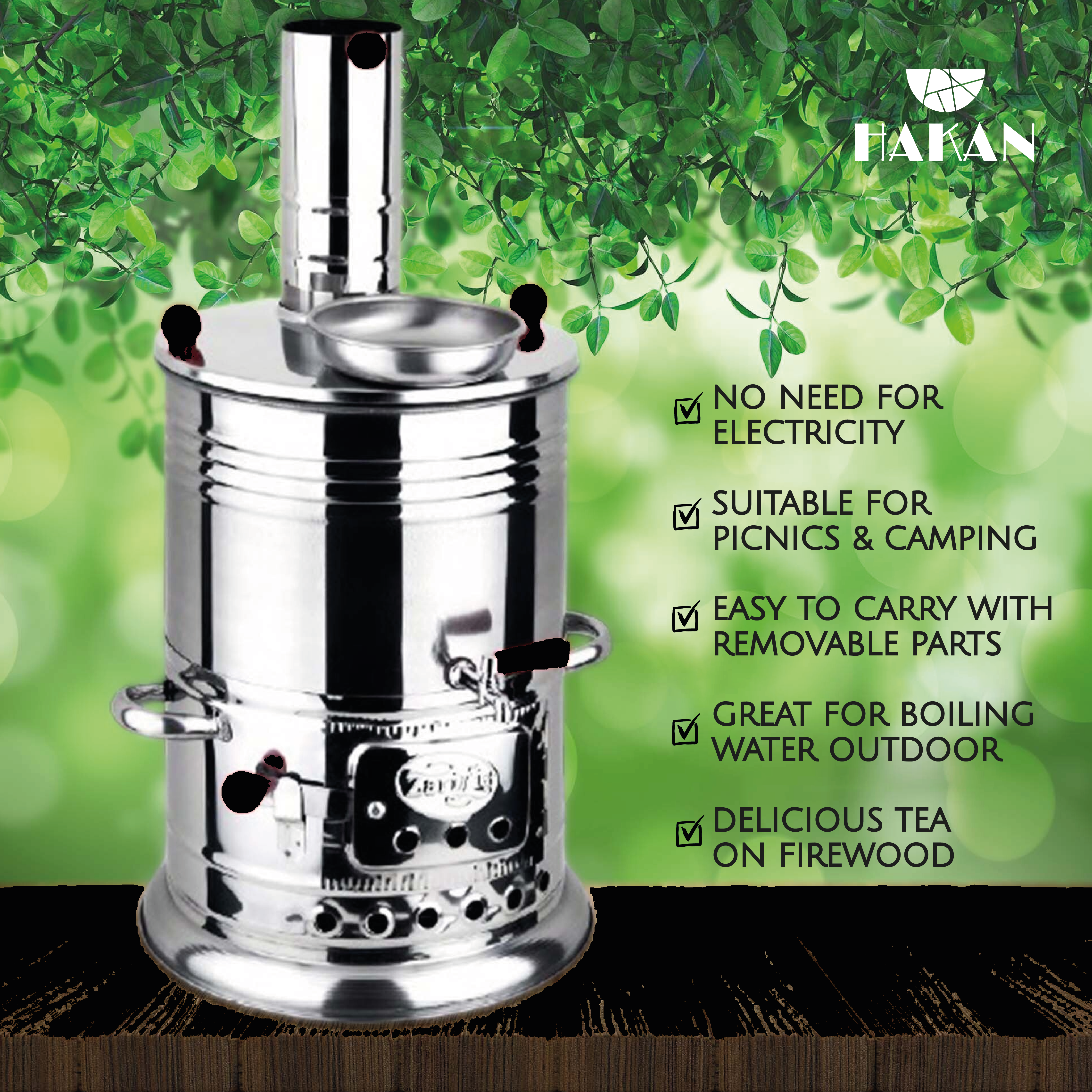 Hakan – wholesale Tea pot – Tinplate Samovar Tea Kettle for Outdoor, 135.2 oz (4 lt)7