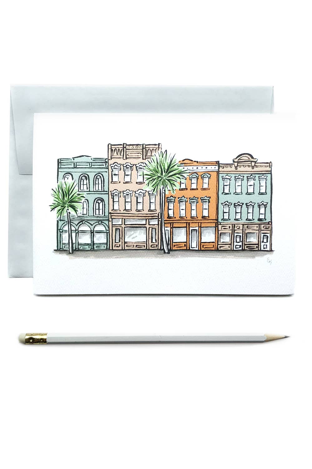 Texture Design Co – Engroshandel Hverdagshilsen kort – Sherbet malede gader: Downtown Foldet Lykønskningskort2