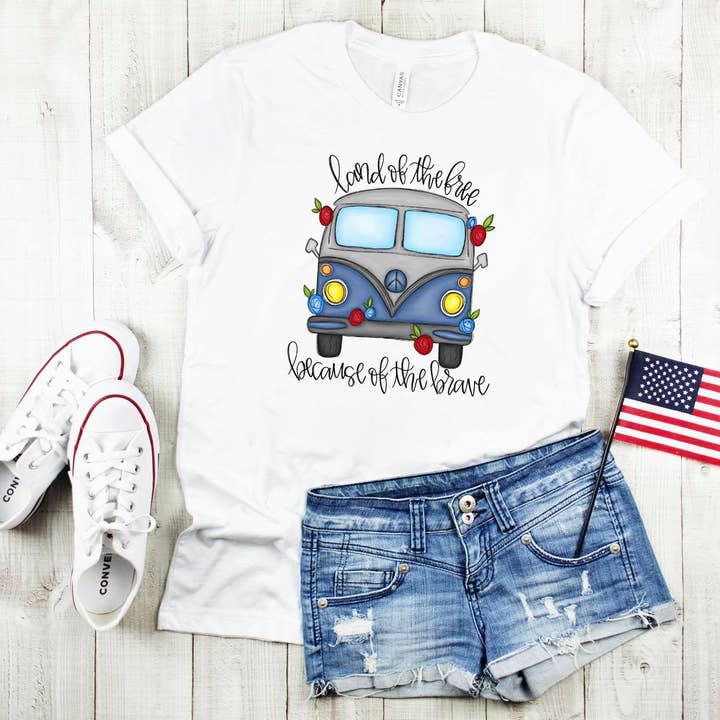 Bama Screens - Wholesale Sublimation Transfer - Patriotic Hippie Van #A37