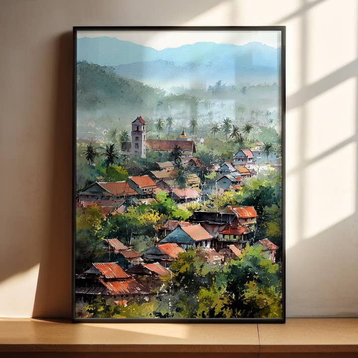 Luang Prabang, Laos – Watercolor Art Print for wholesale by Premium Travel Art