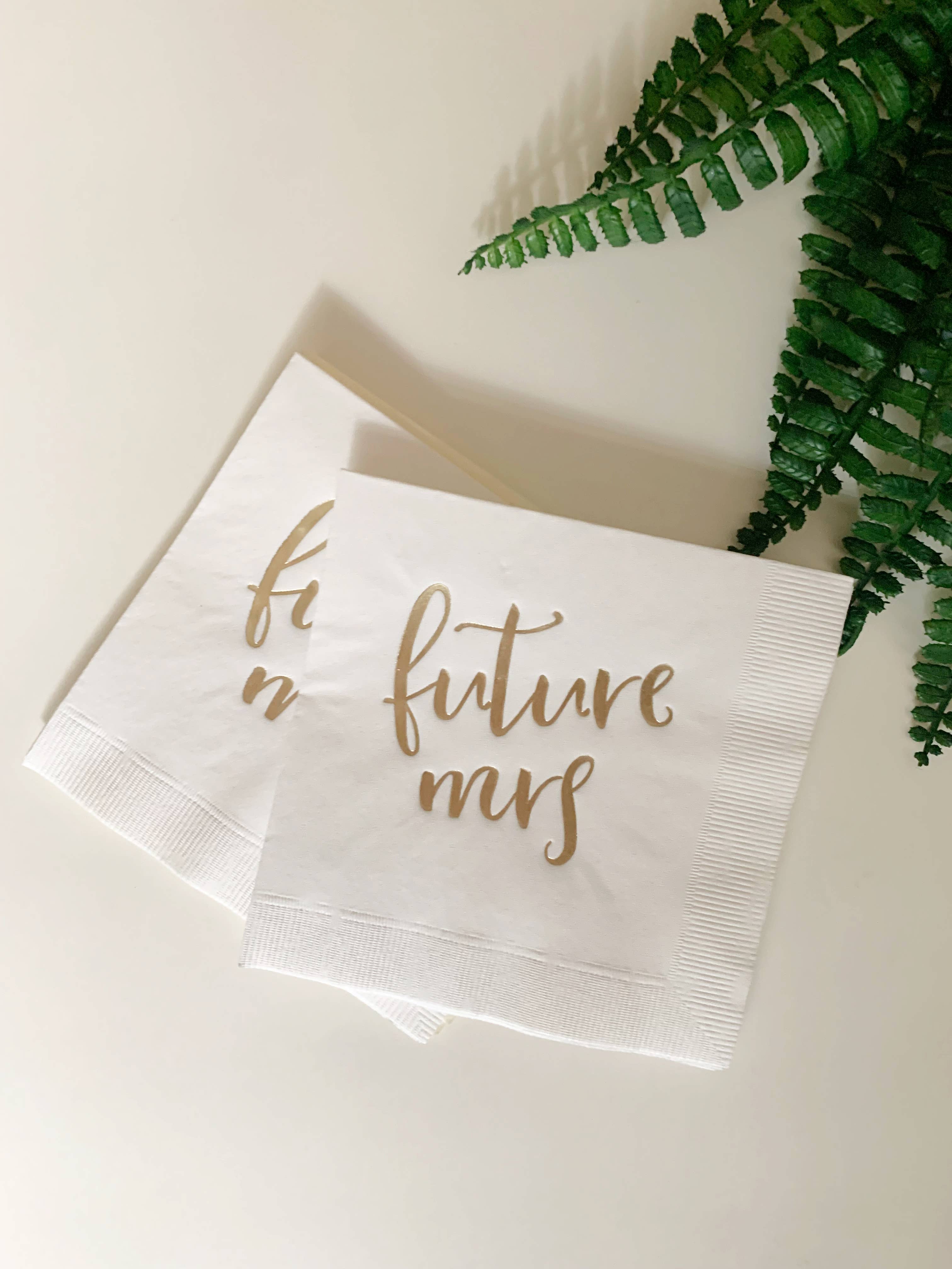 EnFete, LLC - Wholesale Disposable Napkin - Future Mrs. Bridal Shower Cocktail Napkins -  Gold & White0
