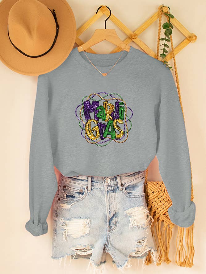 UNISHE - Wholesale Graphic Sweatshirt - Women's - Mardi Gras Long Sleeve Sweatshirts STC189C405