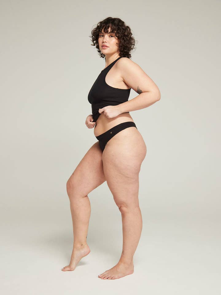 The Organic Cotton Dipped Thong 2 Pack - Black for wholesale by Nudea