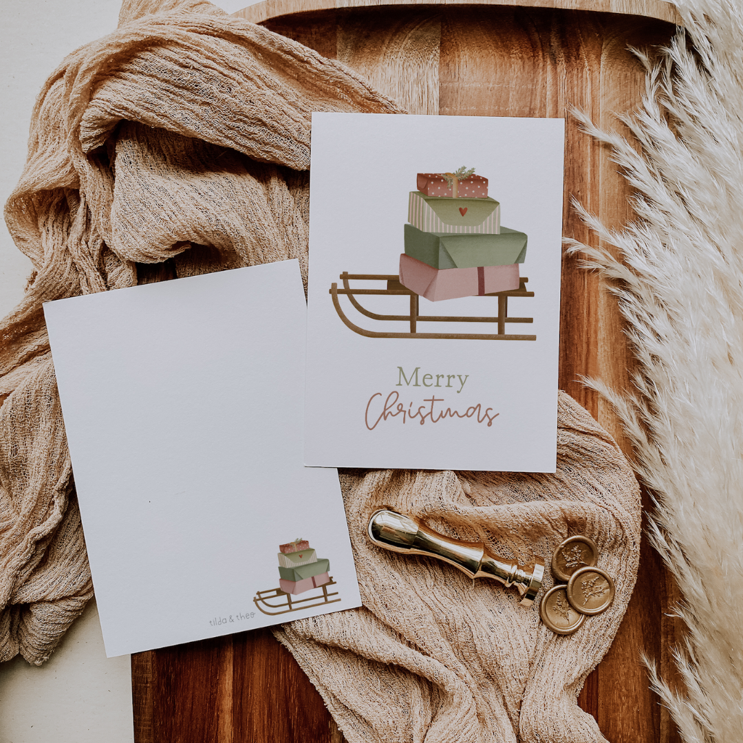 Tilda&Theo - Wholesale Christmas Card - Christmas card sleigh gifts - Christmas postcard3