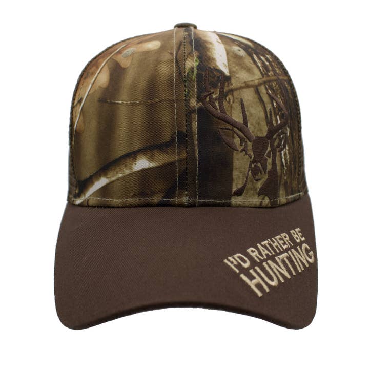 Deer Head w/ I'd Rather Be Hunting Trucker Hat for wholesale on Faire1