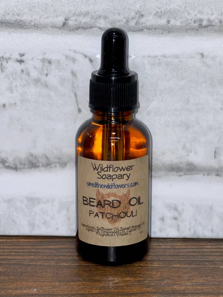 Patchouli Beard Oil for wholesale by Wildflower Soapary
