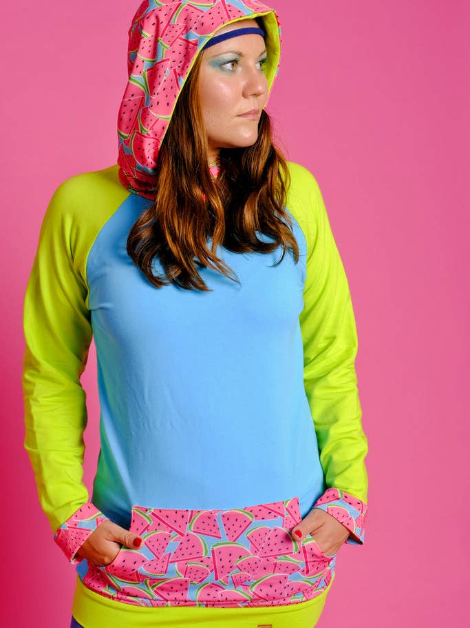 Sweat à capuche long « Melon d'eau » pour la vente par Alon Clothing