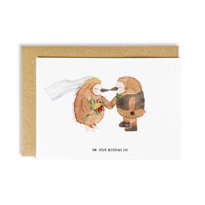 Carte de mariage Echidna pour la vente par The Wattle Studio