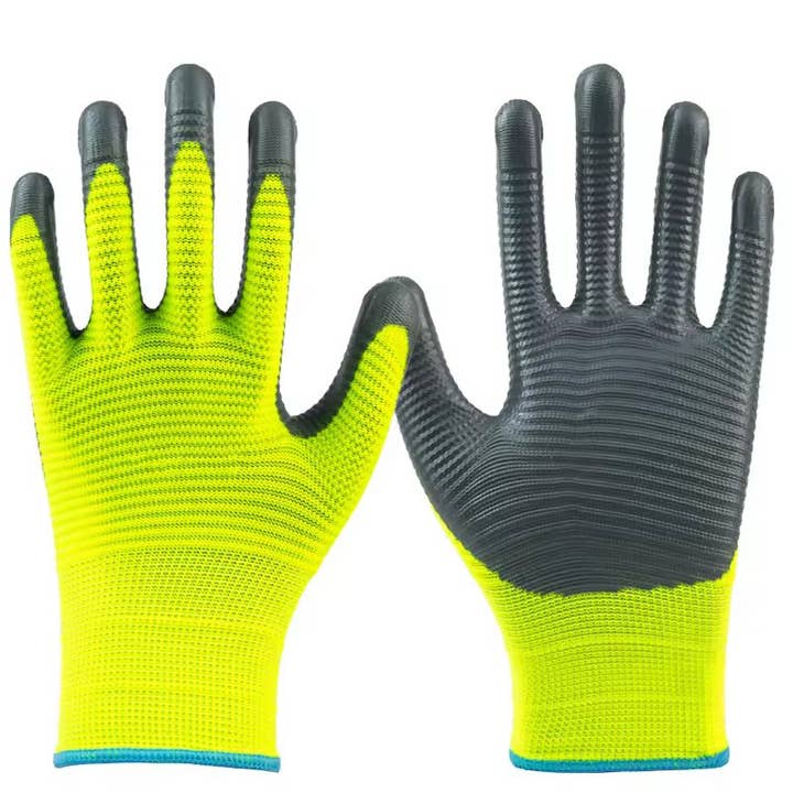 Guanti da costruzione di sicurezza Zebra Grip in nitrile verde per la vendita all'ingrosso da parte di Superior Gloves Expert