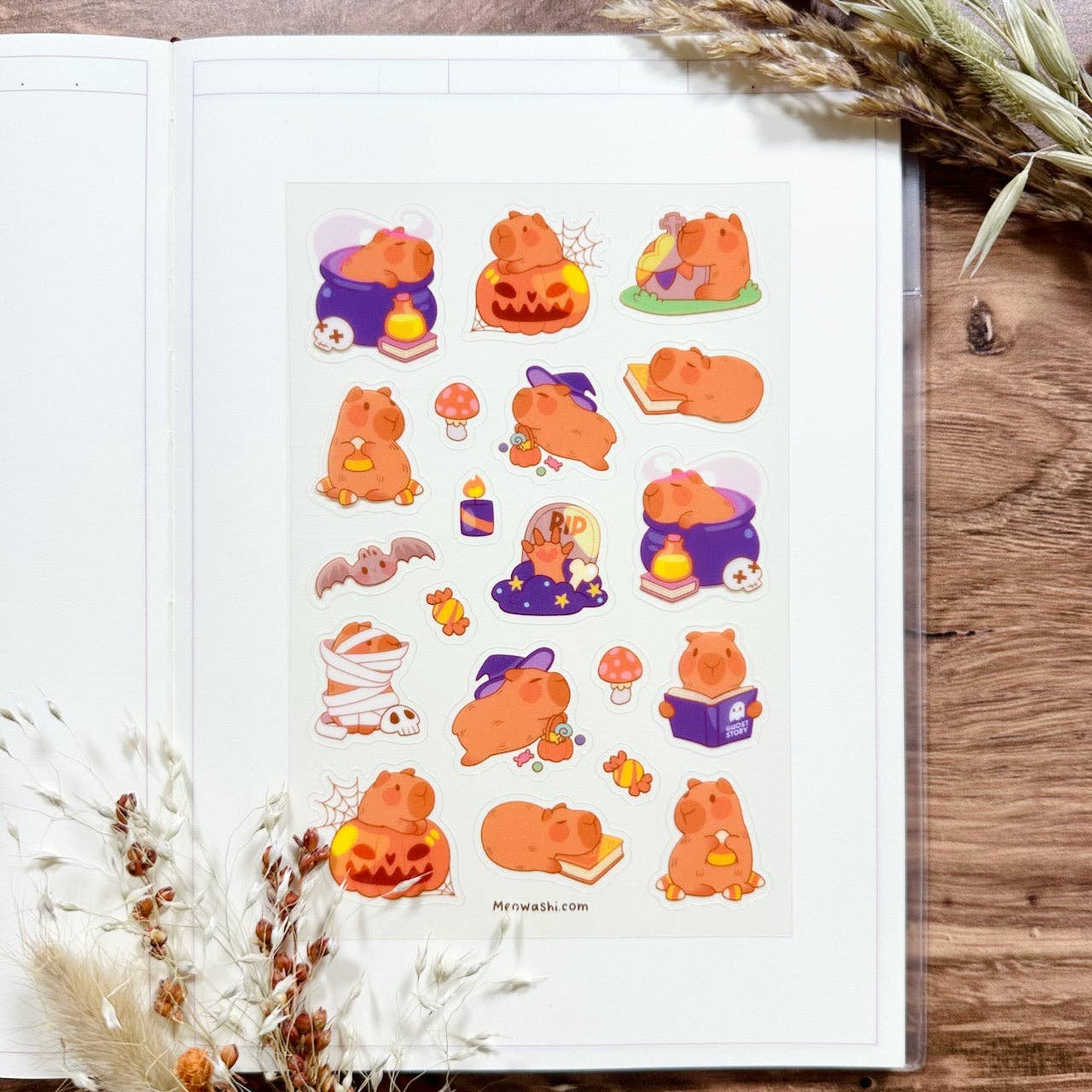 Meowashi Studio - Wholesale Sticker - Halloween Capybara Clear Sticker Sheet1