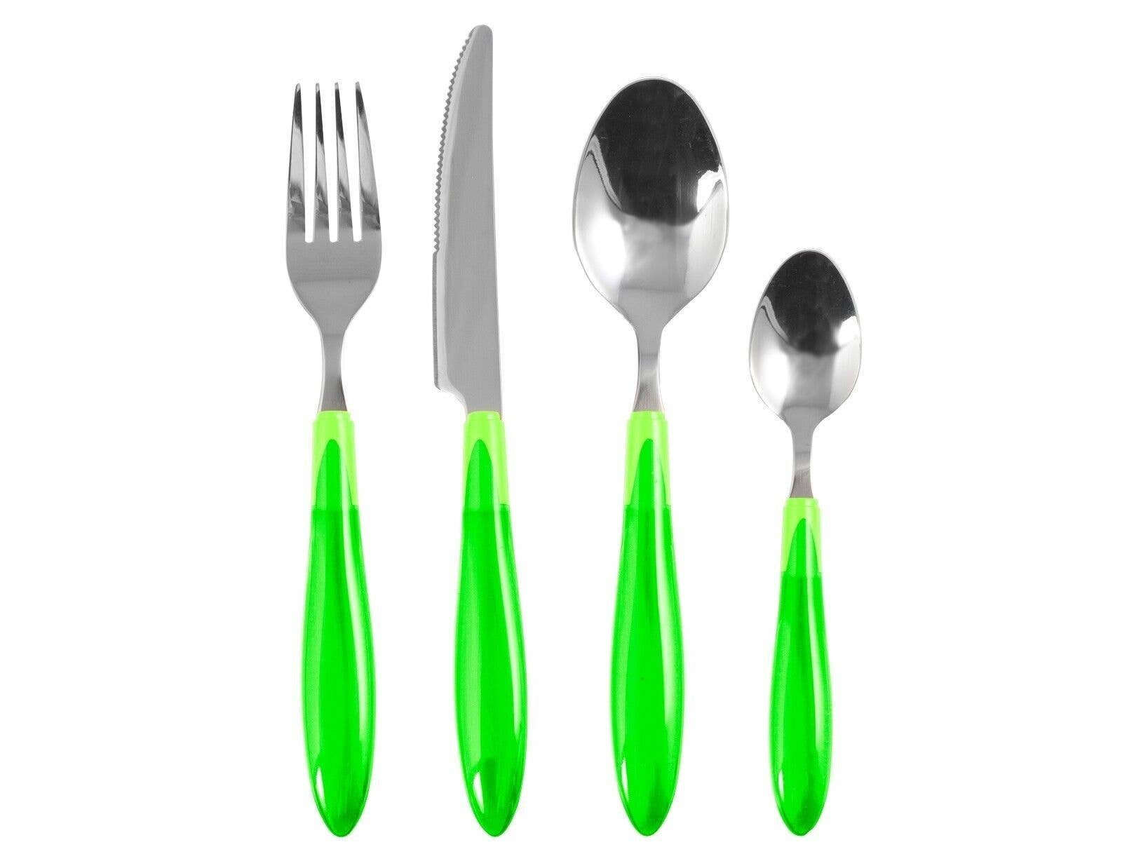 H&H - Wholesale Assorted Cutlery Set - 24-Piece Stainless Steel Cutlery Set with Green Handle2