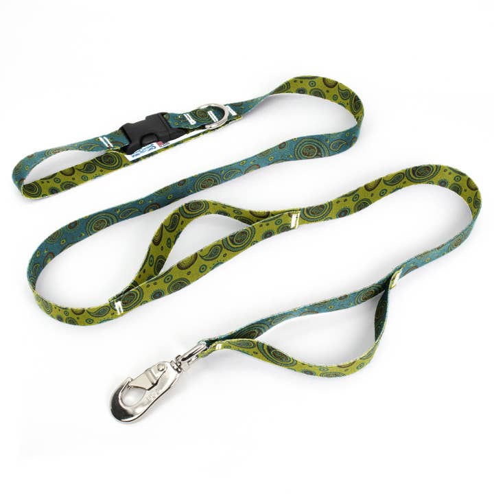 Paisley Fab Grab Leash - Made in USA - Three Handles for wholesale by Buttonsmith