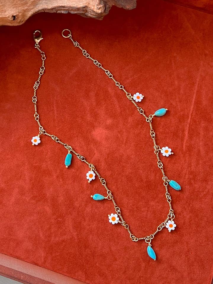 Daisy Charm Necklace for wholesale by Opal & Gold