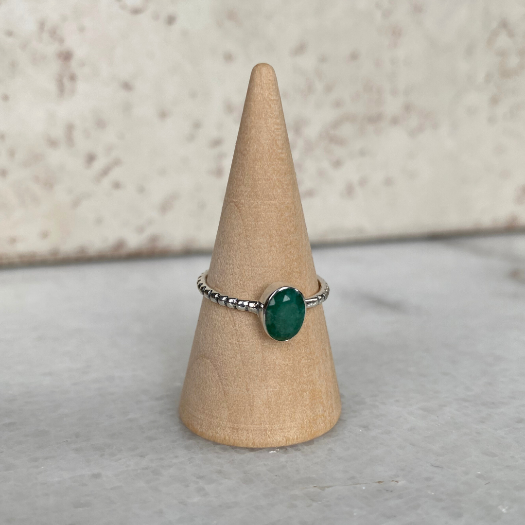 Seeds - Wholesale Single Stone/Solitaire Ring - Silver Beaded Band Stone Ring Turquoise Lapis Citrine Oval8