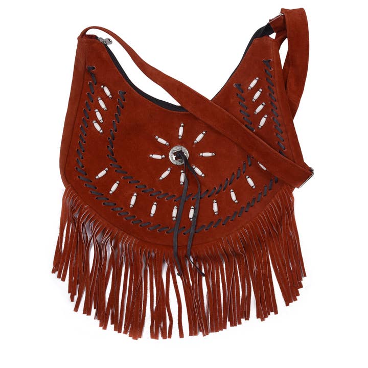 Lesa collection inc - Vente Tote bag – femme - Sac à franges bandoulière style western et amérindien