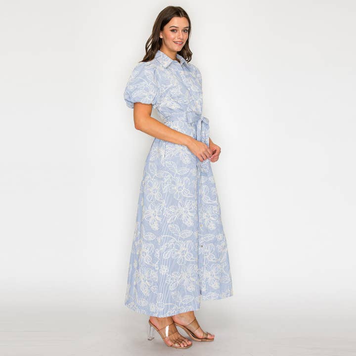 Bluebell Garden Stripe Midi Dress - LWD3482 for wholesale by LoveWednesday