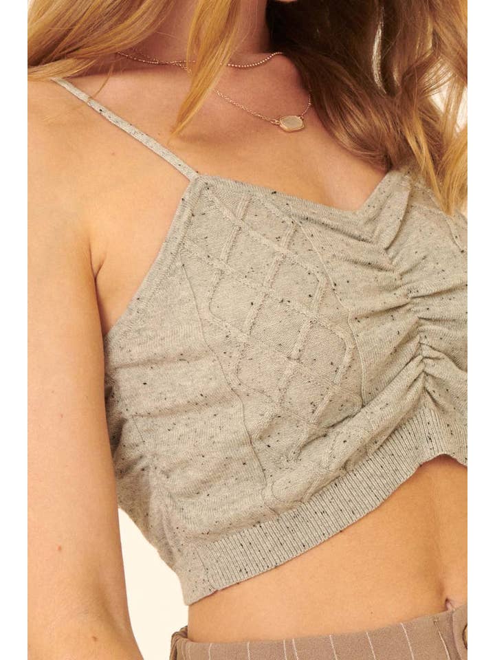 Promesa USA - Vente Caraco – femme - Chandail caraco court froncé en tricot torsadé