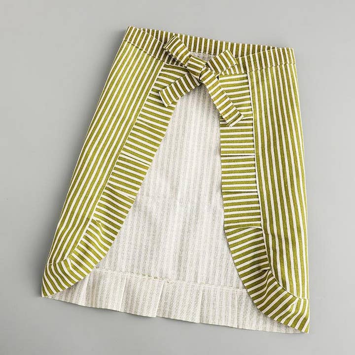 ACCITY - Wholesale Apron - Stripe Half-length linen cooking Apron with pockets_CWMM20334