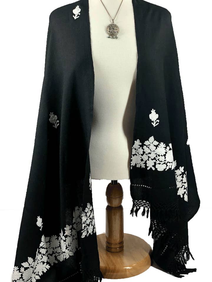 Envoltura bordada blanca y negra para venta al por mayor de Rayz Intl