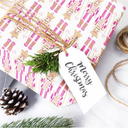 Pink House On River Road - Wholesale Flat Wrap - Nutcracker Christmas Holiday Gift Wrapping Paper2