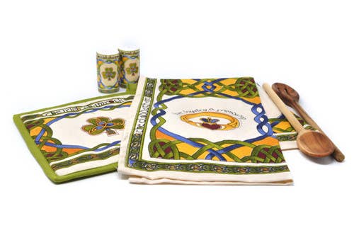 Dublin Gift Company – Toalha de chá por atacado – Emblem Toalha de Chá & Porte Shamrock3