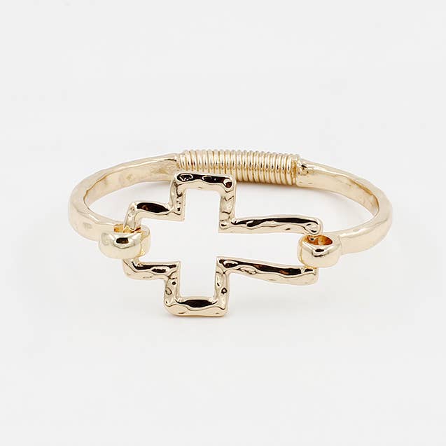 B25150 Cross Hook Hinged Bangle Bracelet for wholesale by Pretty Persuasions