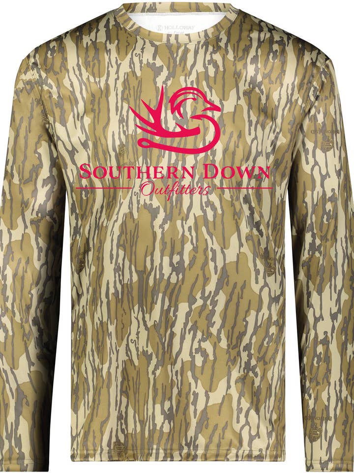 Long Sleeve PINK SDO Logo Bottom Land Shirt UPF Shirt for wholesale by Southern Down Outfitters