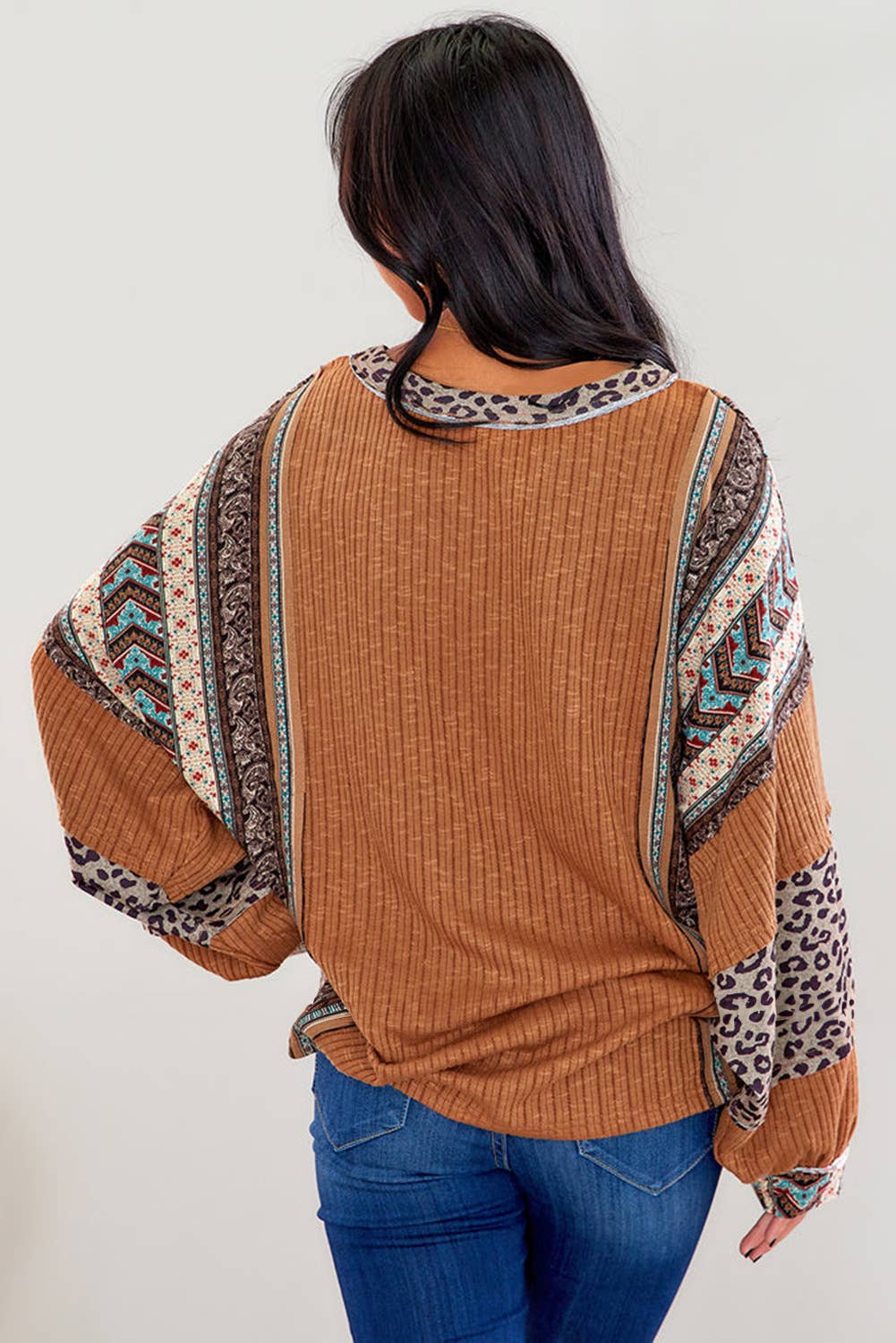 Lily Clothing - Wholesale Blouse - Women's - CONTRASTING COLOR STRIPED CREW-NECK BAGGY HOODIE8