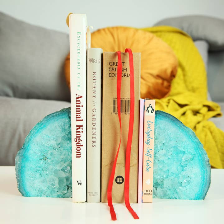 Blue Crystal Bookends Geode Gemstone Fossil for wholesale by Curated Studio