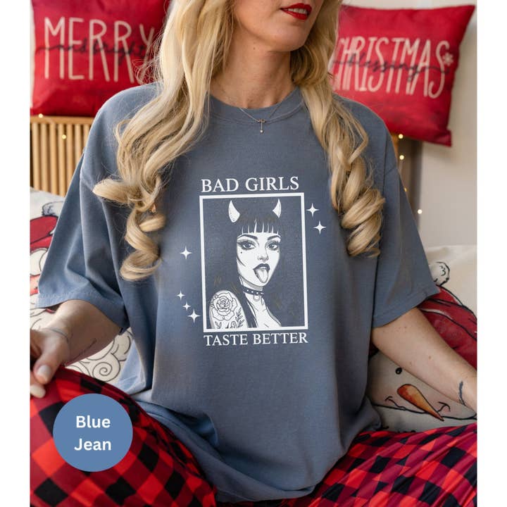 Graphic Galore - Wholesale Screen Printed T-Shirt - Women's - Bad Girls Taste Better T-Shirt, Devil Girl Shirt, Goth Girl Comfort Colors Shirt, Emo Girl Tshirt, Tattoo Girl Tee, Alt Girl Clothing4