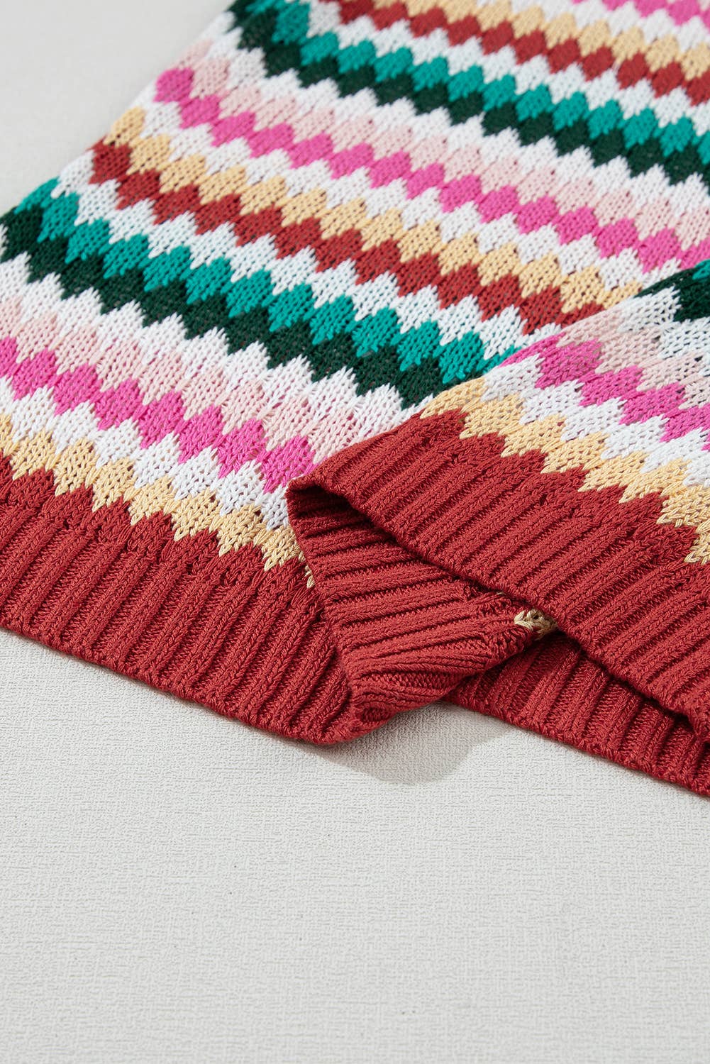 PartyEight - Wholesale Knit Sweater - Women's - Trimmed Ruffle Sleeve Colorful Textured Sweater7