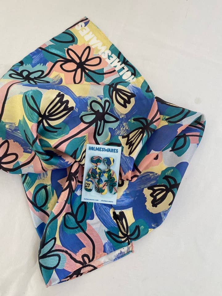 Square Silk Scarf - Blue and Green and other Purchase Wholesale samantha holmes. Free Returns & Net 60 Terms on Faire trending on Faire.