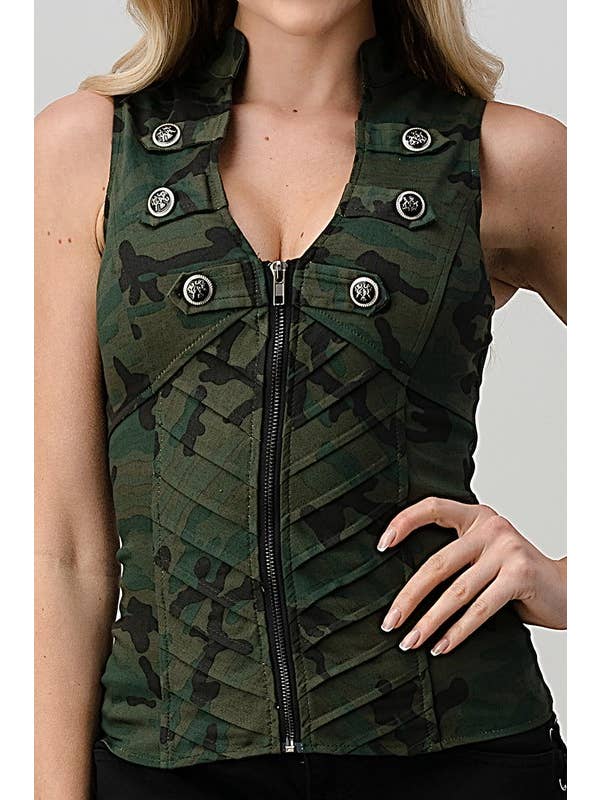Lydia USA – Engroshandel Skjorte med buttondown – til kvinder – Militær camo-printet skjorte med knapper