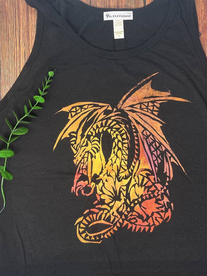 Canotta da uomo Dragon in bambù verniciata per la vendita all'ingrosso da parte di Third Wolf Designs