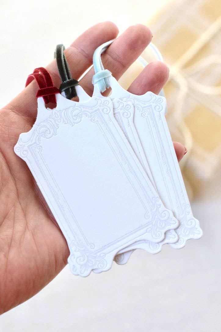 Michelle Renee Co. - Wholesale Gift Tag - Rectangle Letterpress Gift Tags | Baroque Vintage Crest0