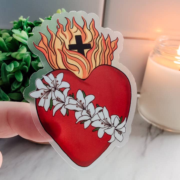 Cuore Casto di San Giuseppe Adesivo Trasparente per la vendita all'ingrosso da parte di worthy of Agape