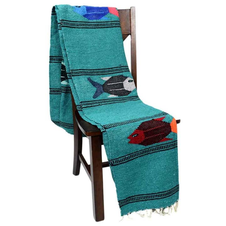 West Path - Wholesale Yoga Blanket - Midnight Teal Baja Fish Yoga Blanket
