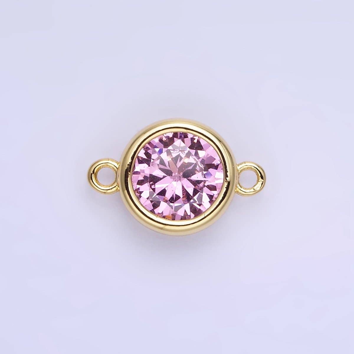 Aim Eternal - Wholesale Individual Charm/Pendant - 14K Gold Filled Birthstone CZ Round Bezel Connector | G937 - G9440