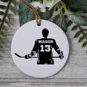 Custom Hockey Ornament for wholesale by Kelabels