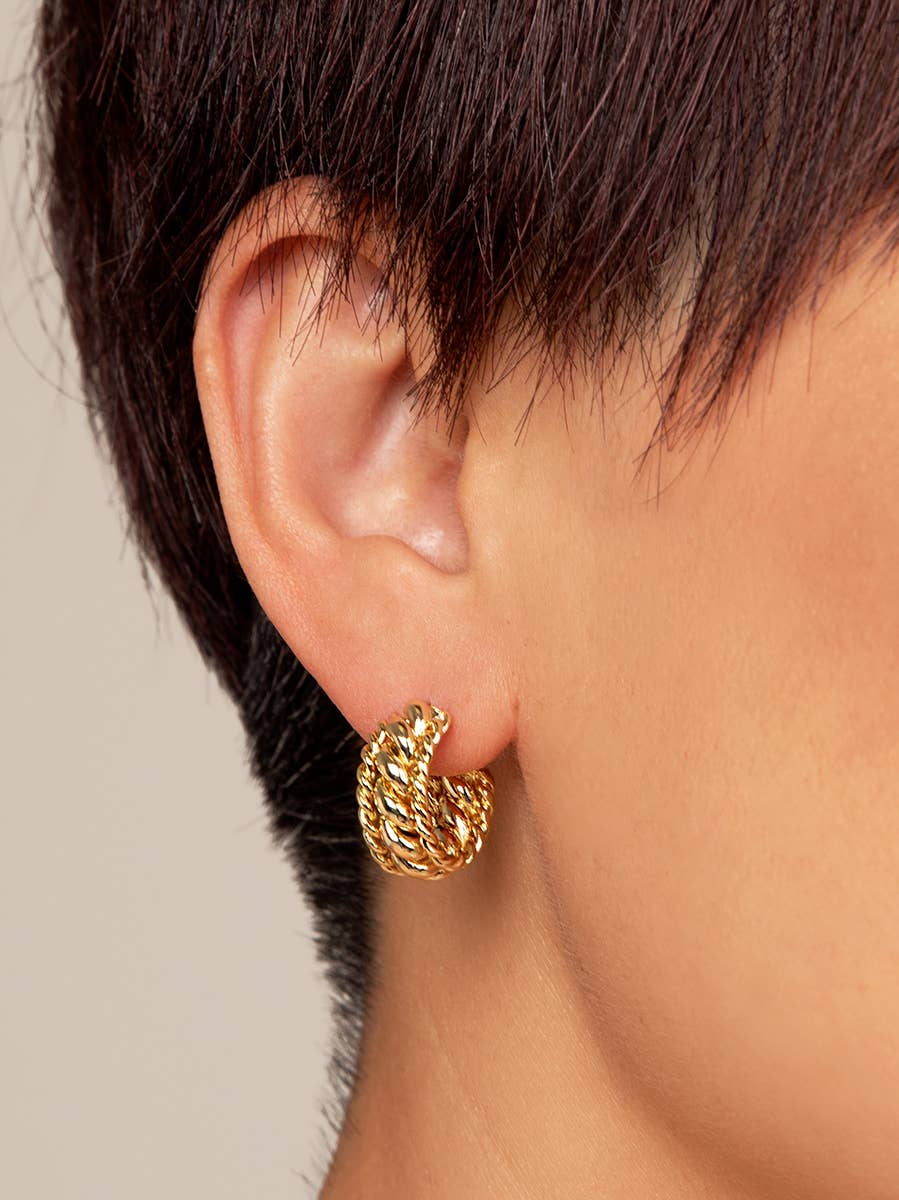 ZENZII Jewelry - Vente Petits anneaux - Boucle d'oreille Huggie double tressée2