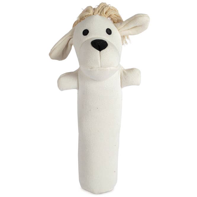 Cotton Canvas Squeaky Dog Toy – Harry the Hound, White for wholesale by Pata Pal Pet Toys