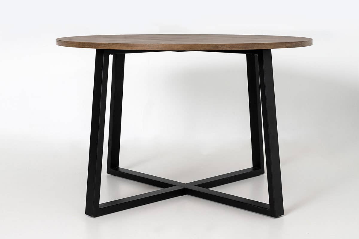 Gdeco - Wholesale Coffee Table - Round Table with Black Metal Legs and Old Oak Wood Top3