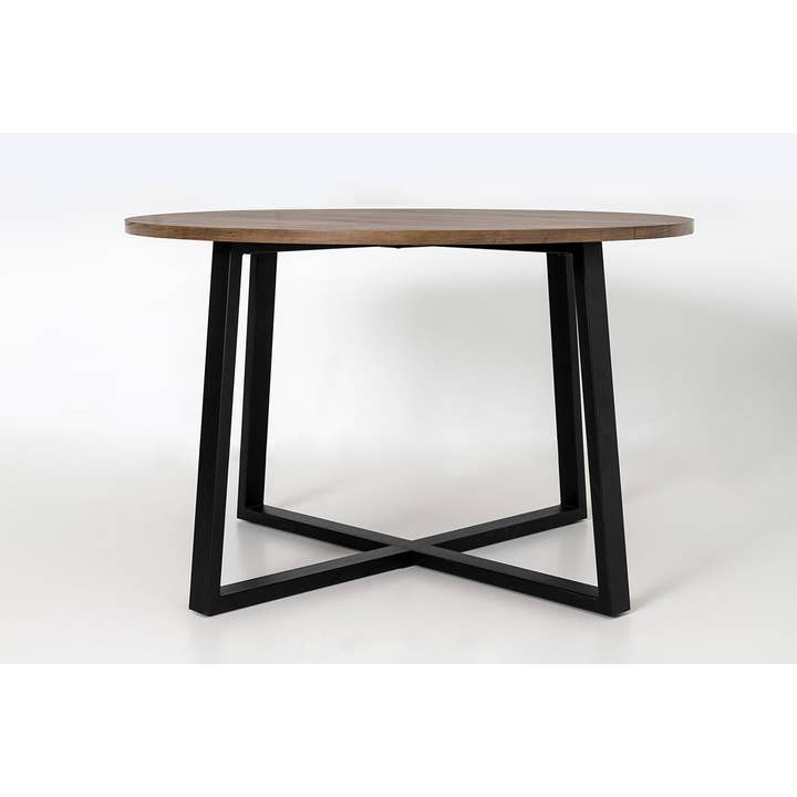Gdeco - Wholesale Coffee Table - Round Table with Black Metal Legs and Old Oak Wood Top3