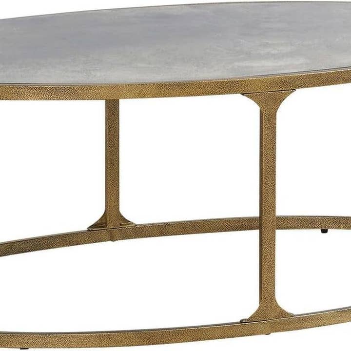 Oval Coffee Table Antiqued Gold Finish TemperedGlass for wholesale by ShipItFurniture