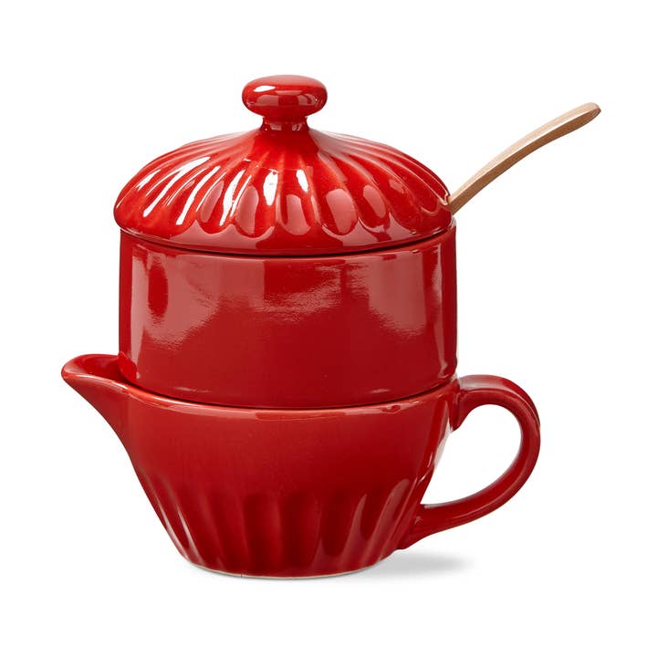 Stinson Cream + Sugar Set Red Stoneware Everyday for wholesale by tag