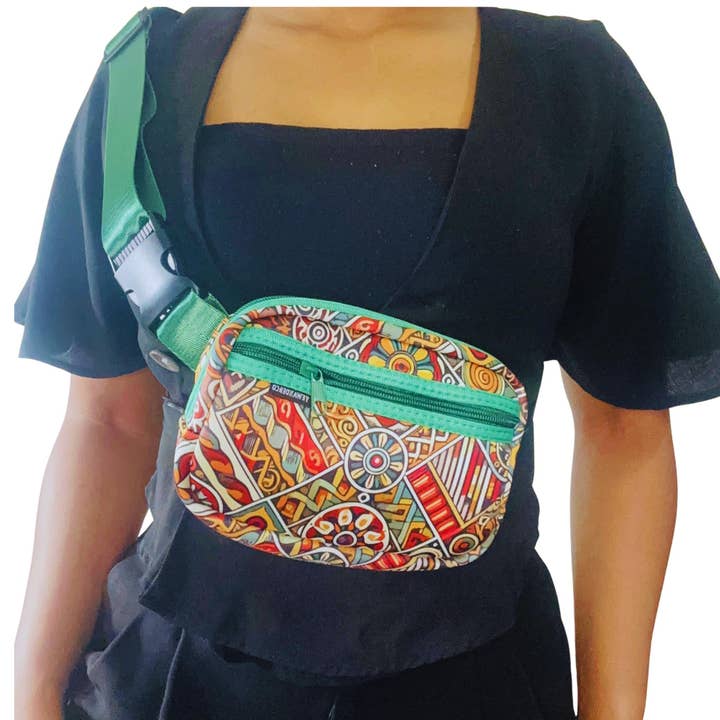 African Print Neoprene Hip Pouch, Waterproof #4 for wholesale by YewandeAndCo