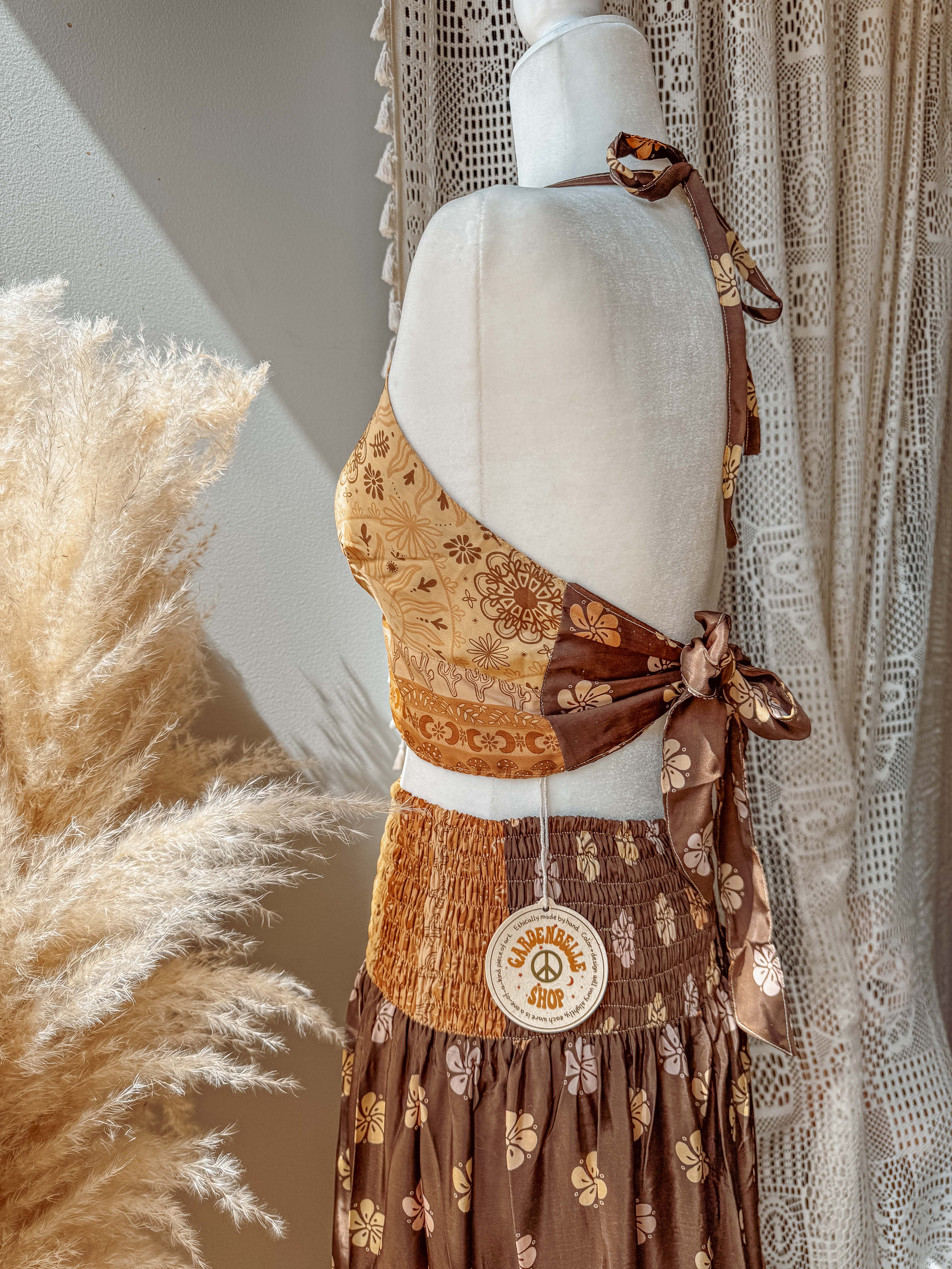 Gardenbelle Shop – Engroshandel Bralette - Dame – Beachy boho neutral ørken solhvervsprint bralette, bh-top0