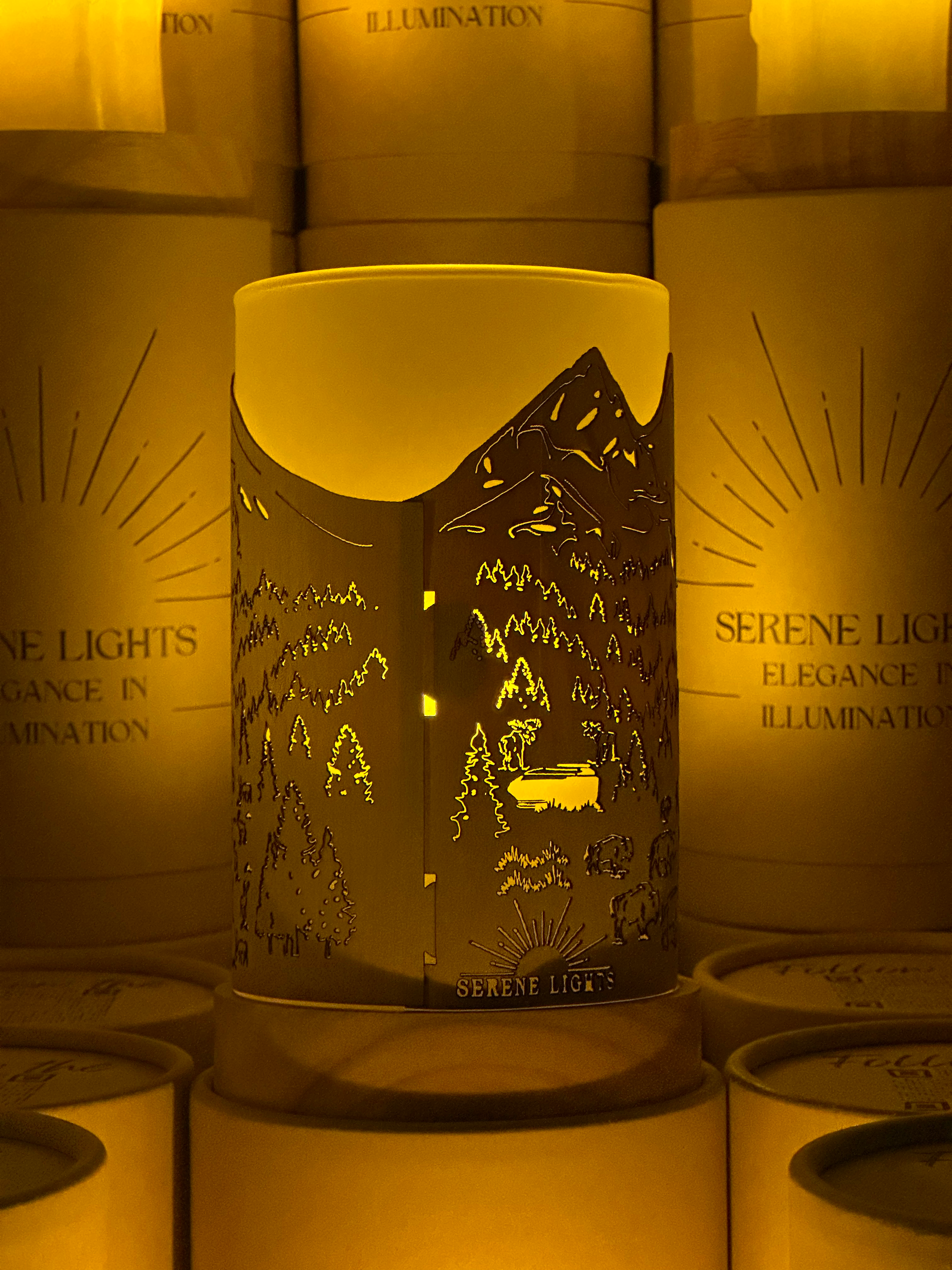 Serene Lights - Wholesale Flameless Candle - Grand Teton, Decorative Candle Holder – Laser Etched, Handmade Wood Veneer, Rechargeable LED Candle6